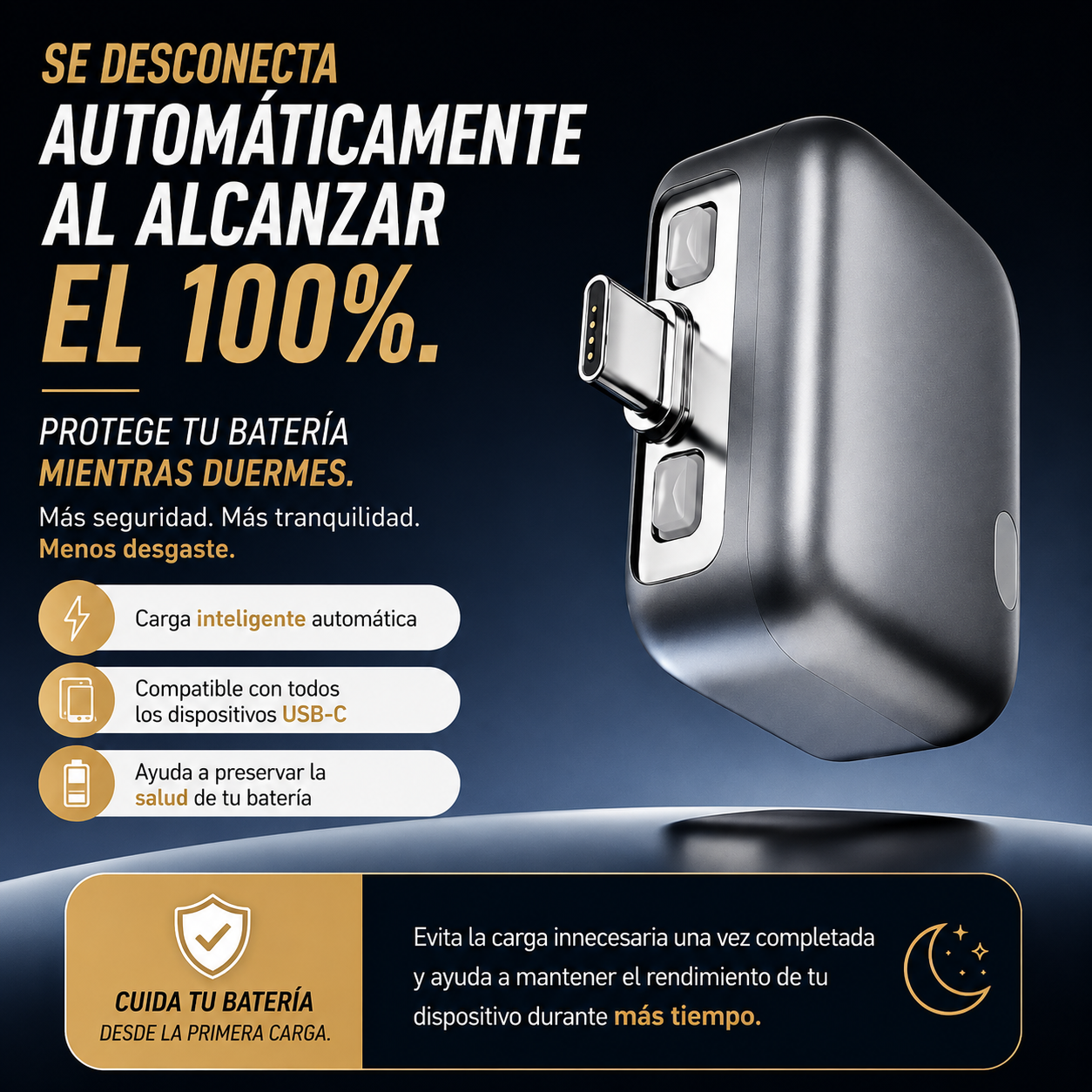 Cargador seguro para baterias (Tipo C)
