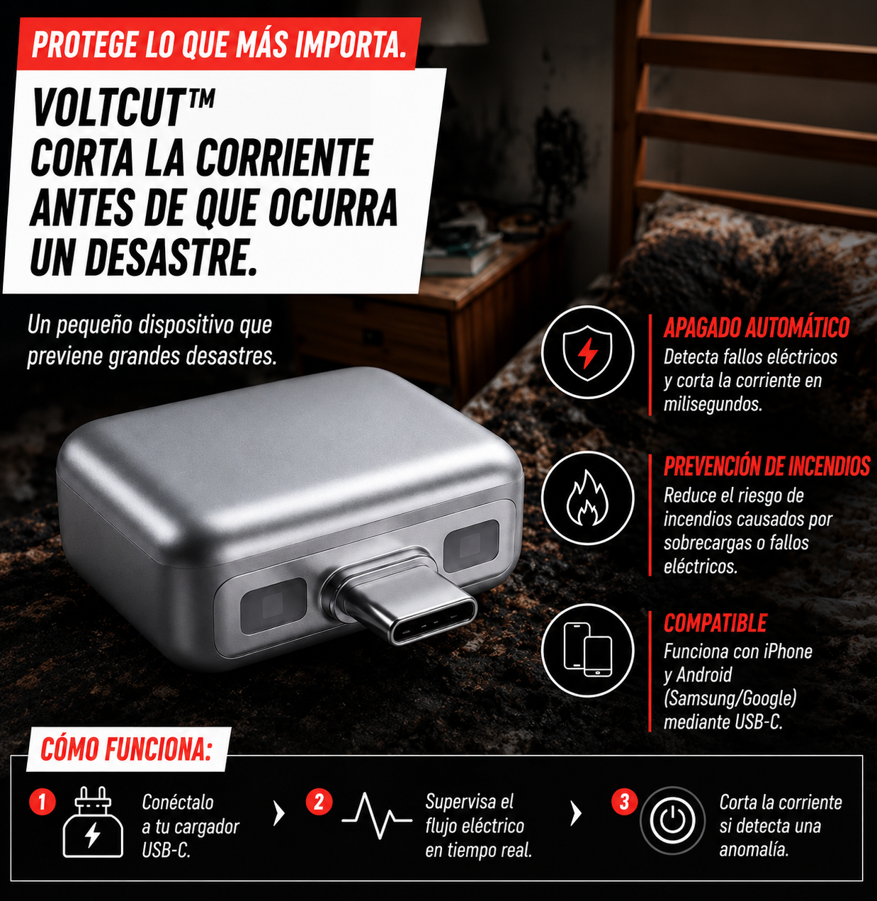 Cargador seguro para baterias (Tipo C)